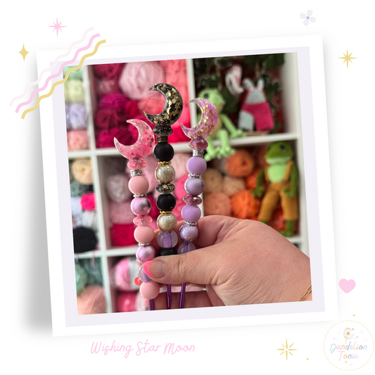 Beaded Crochet Hook Wishing Star Moon