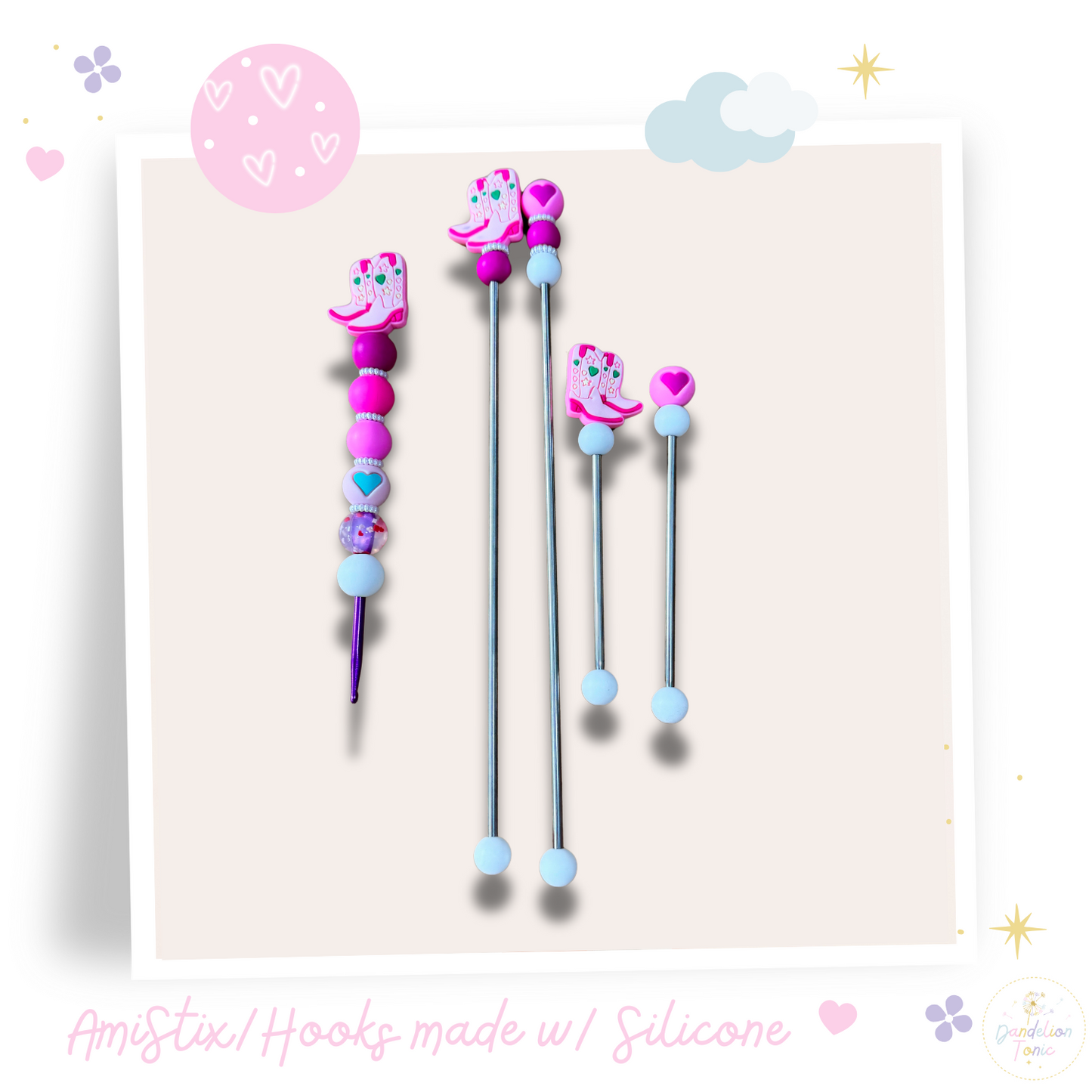 Beaded Crochet Hook and/Or AmiStixTM - Pink Cowgirl