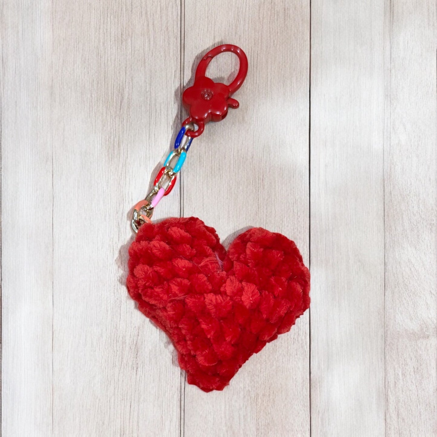 Crocheted Heart Keychain Finished Item