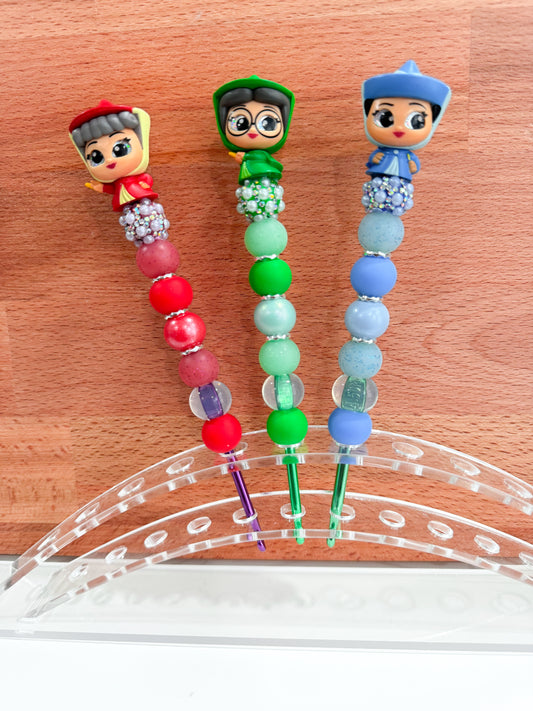 3 Beaded Crochet Hooks w Collectible Topper- Sleeping Beauty Fairy Set