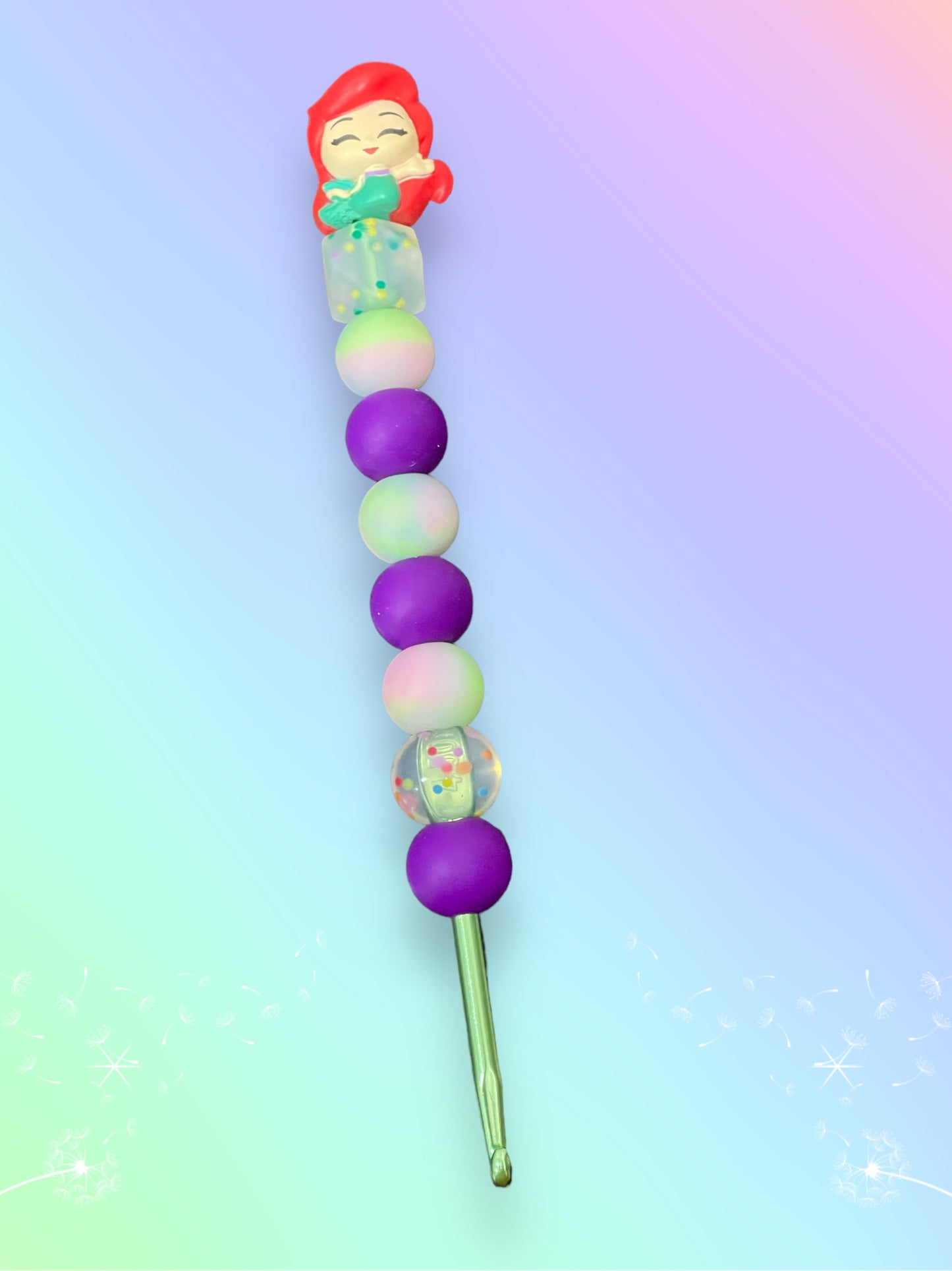 Beaded Crochet Hook made with Disney Doorable squishlot Little Mermaid