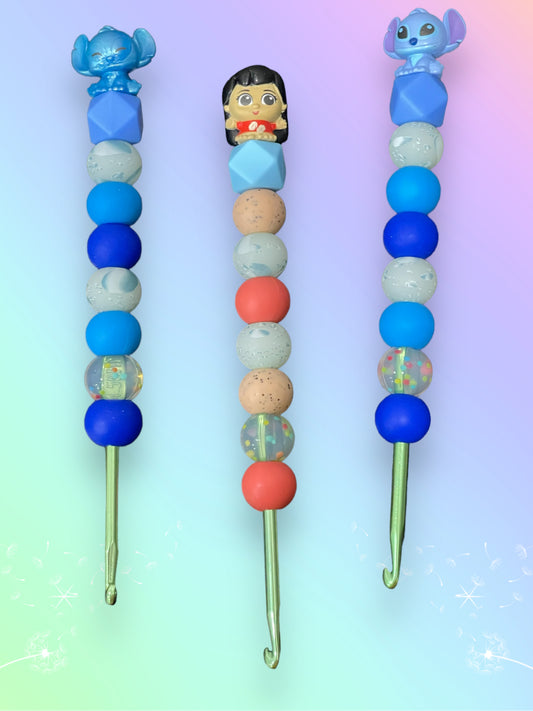 Beaded Crochet Hook made with Disney Doorable squishlot Lilo and Stitch