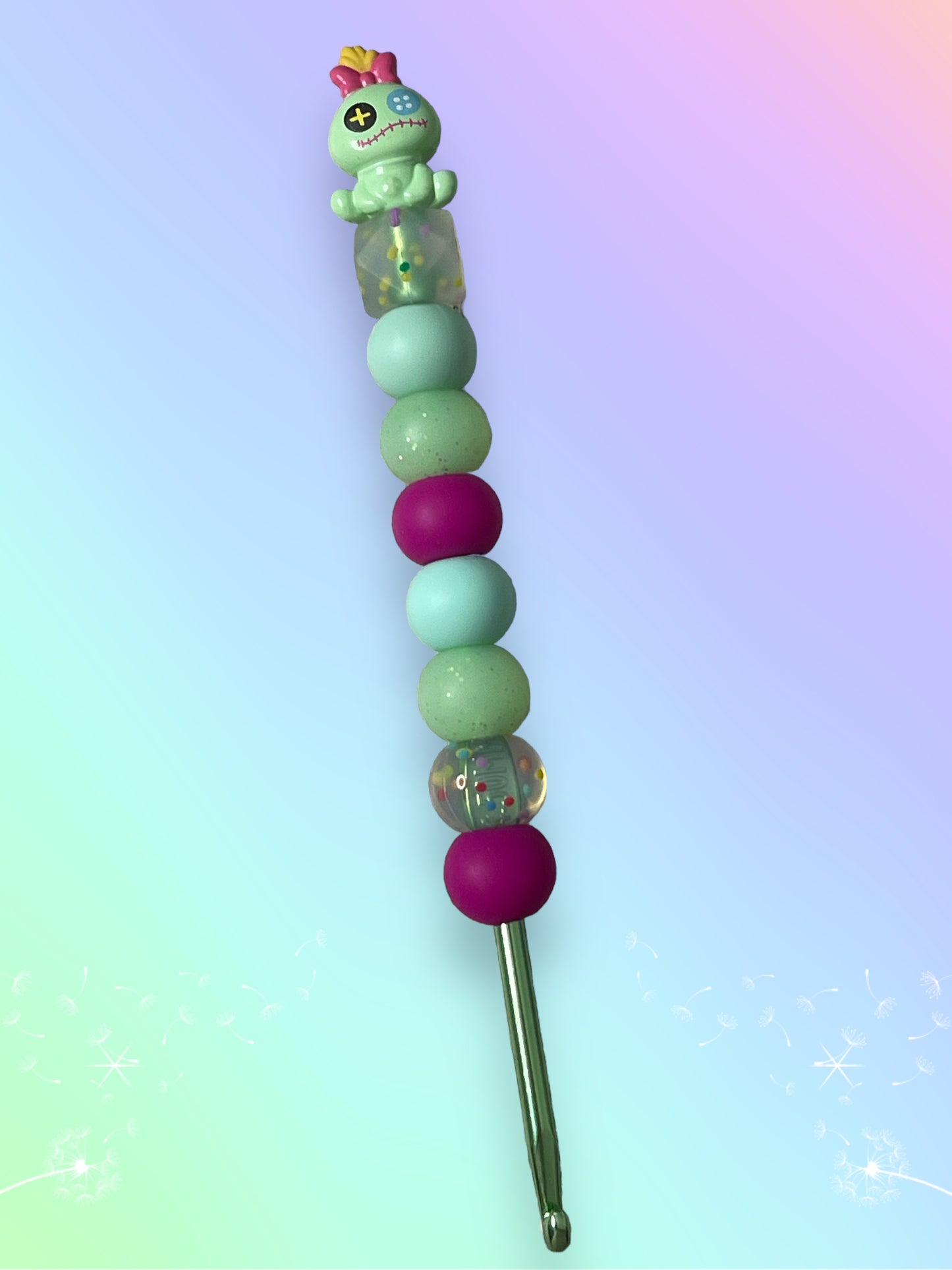 Beaded Crochet Hook made with Disney Doorable squishlot Lilo and Stitch