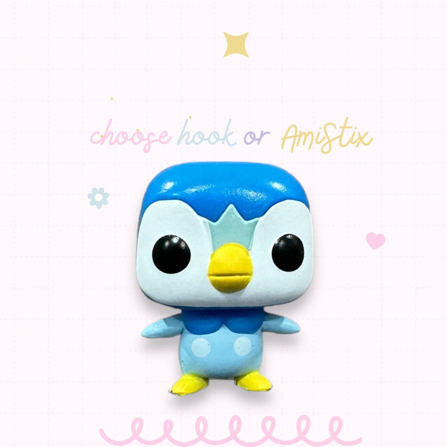 Choose Beaded Crochet Hook and/Or AmiStixTM - Pokemon Piplup Funko Pocket Pop