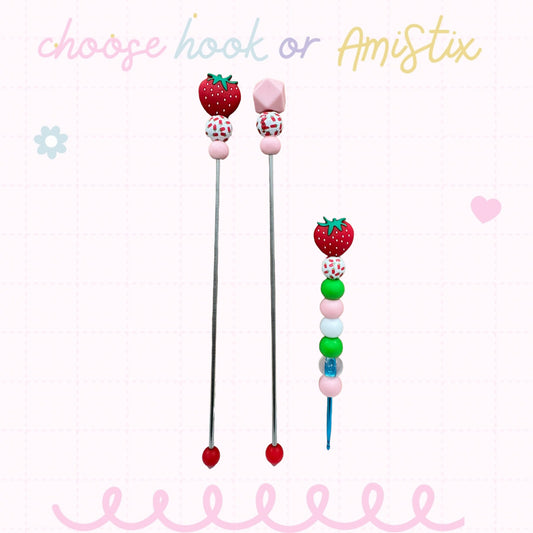 Choose Beaded Crochet Hook and/Or AmiStixTM - Strawberry