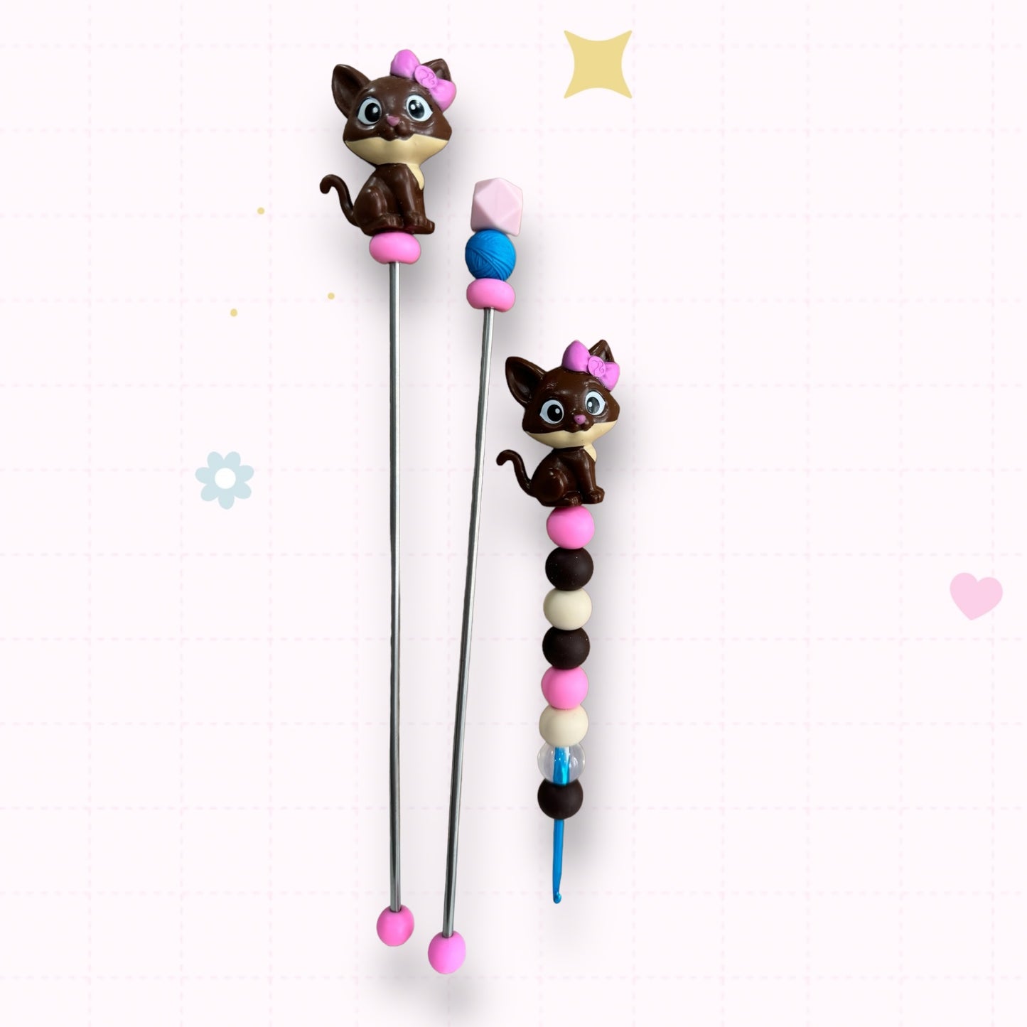 Choose Beaded Crochet Hook and/Or AmiStixTM - Made with Barbie Kitten