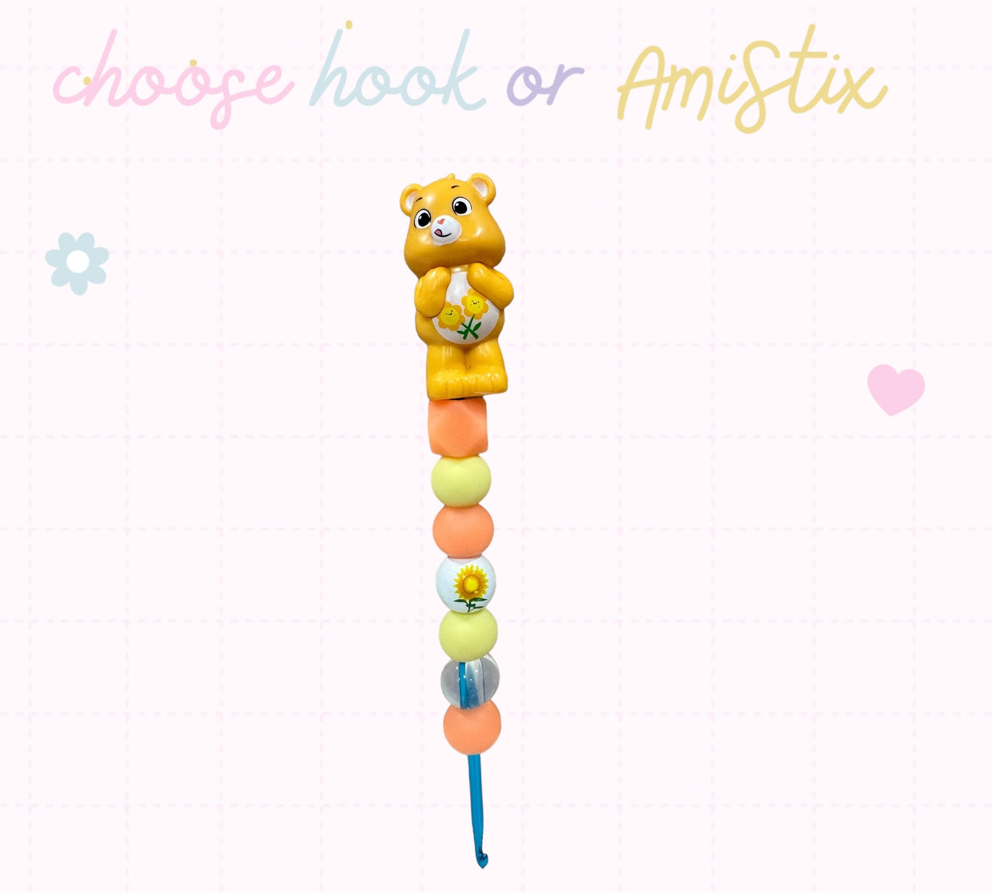 Choose Beaded Crochet Hook and/Or AmiStixTM -  Care Bear Friend Bear