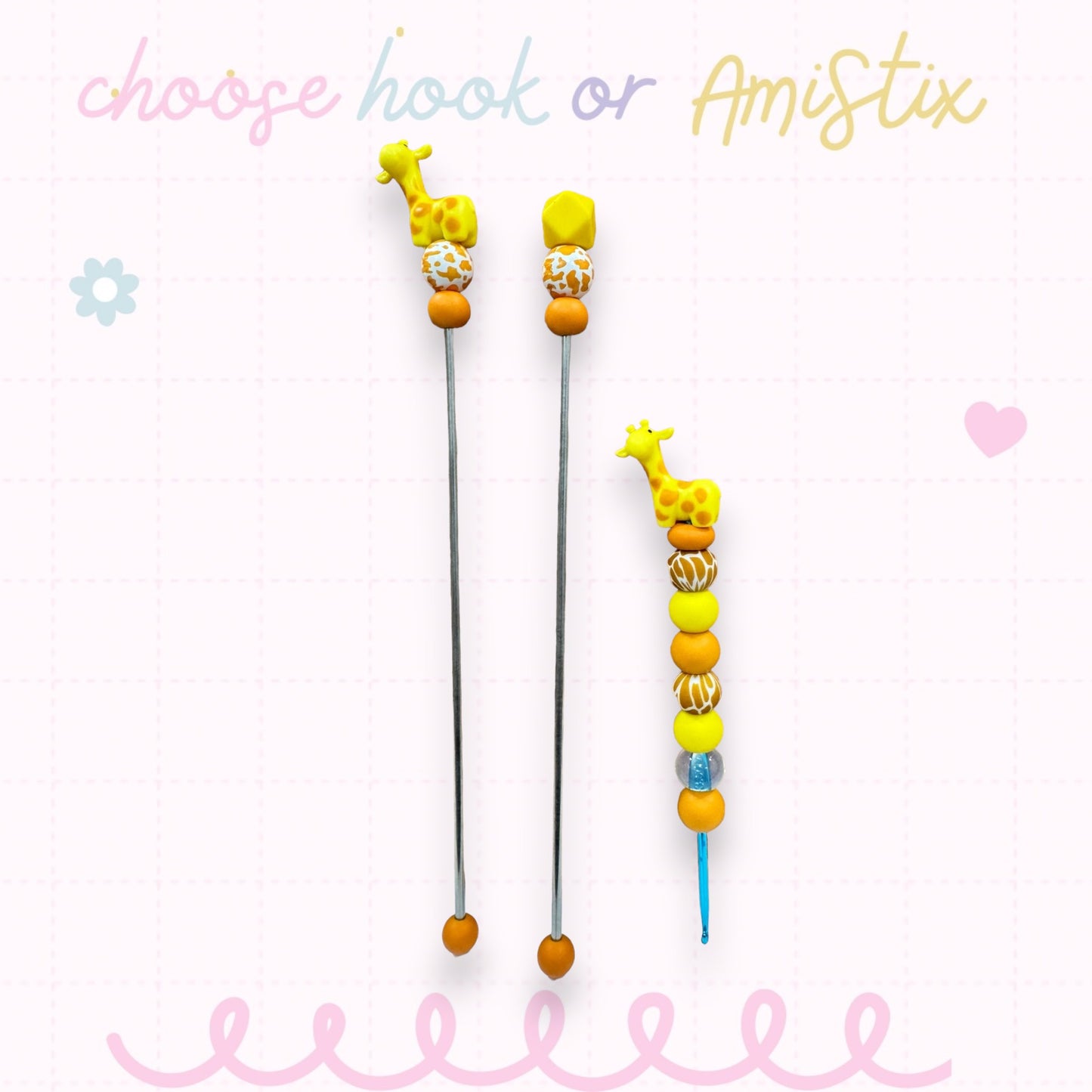 Choose Beaded Crochet Hook and/Or AmiStixTM - Giraffe 3d