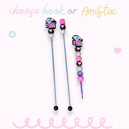 Choose Beaded Crochet Hook and/Or AmiStixTM - Coffee Cow