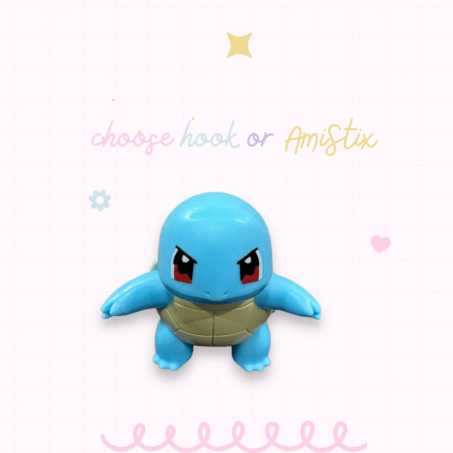 Choose Beaded Crochet Hook and/Or AmiStixTM -  Pokemon Squirtle Battle Figure