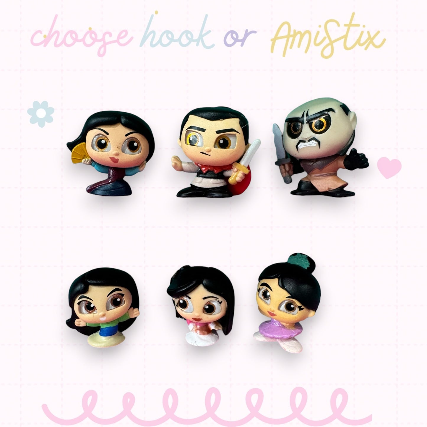 Choose Beaded Crochet Hook and/Or AmiStixTM - Made with Mulan Disney Doorables