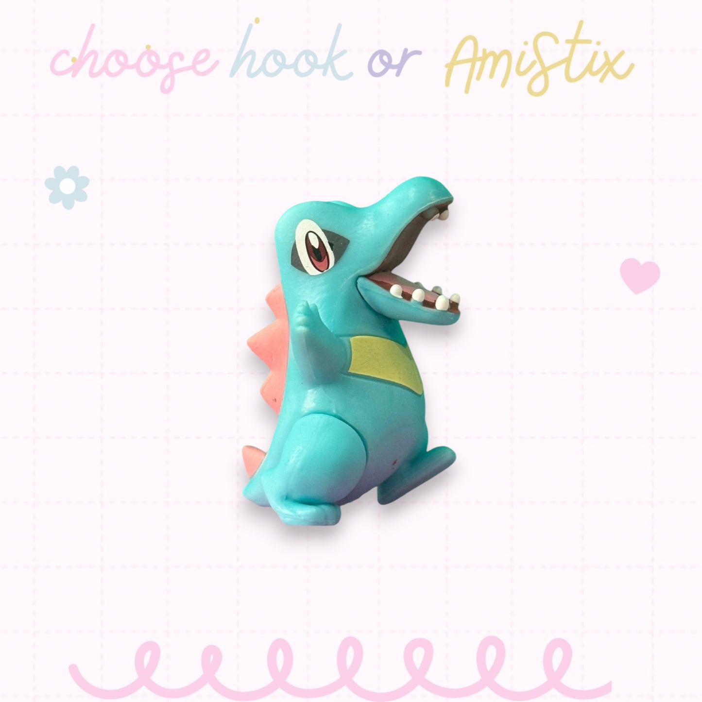 Choose Beaded Crochet Hook and/Or AmiStixTM -  Pokemon Totodile Battle Figure