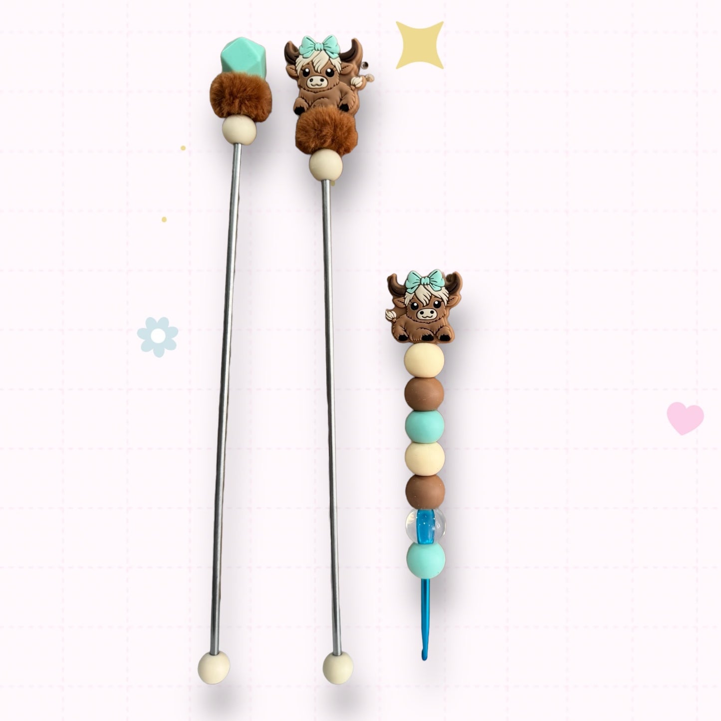 Choose Beaded Crochet Hook and/Or AmiStixTM - Highland Cow Mint