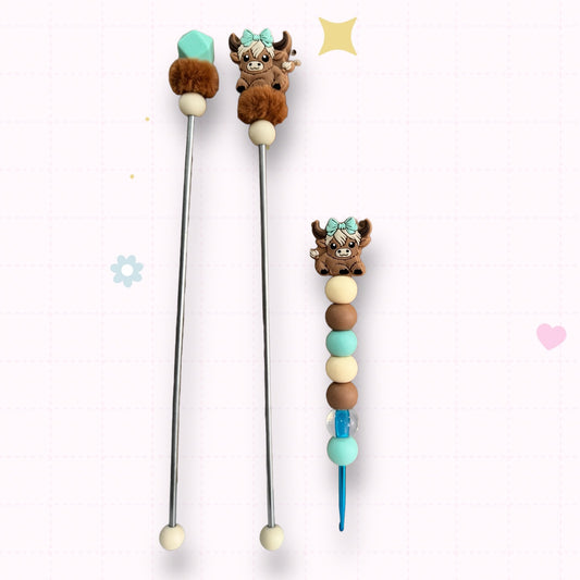 Choose Beaded Crochet Hook and/Or AmiStixTM - Highland Cow Mint