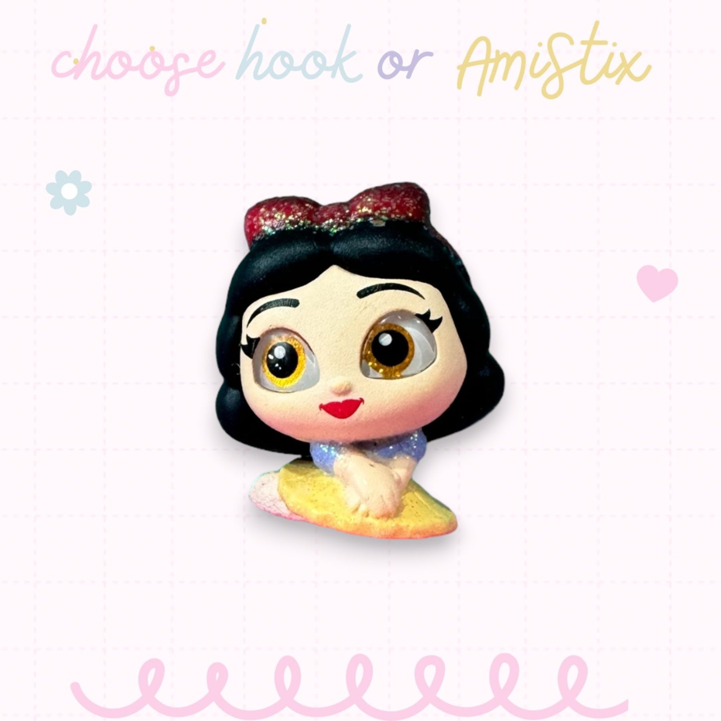 Choose Beaded Crochet Hook and/Or AmiStixTM - Made with Snow White Disney Doorables