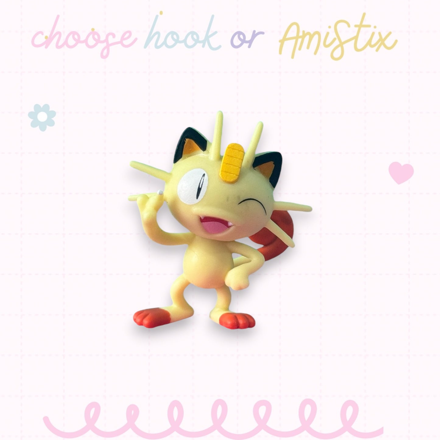 Choose Beaded Crochet Hook and/Or AmiStixTM -  Pokemon Meowth  Battle Figure (Copy)