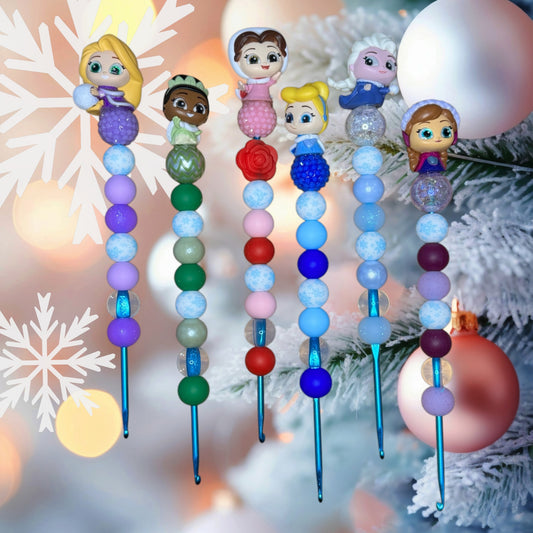 Beaded Crochet Hook Made with Winter Princess Doorable