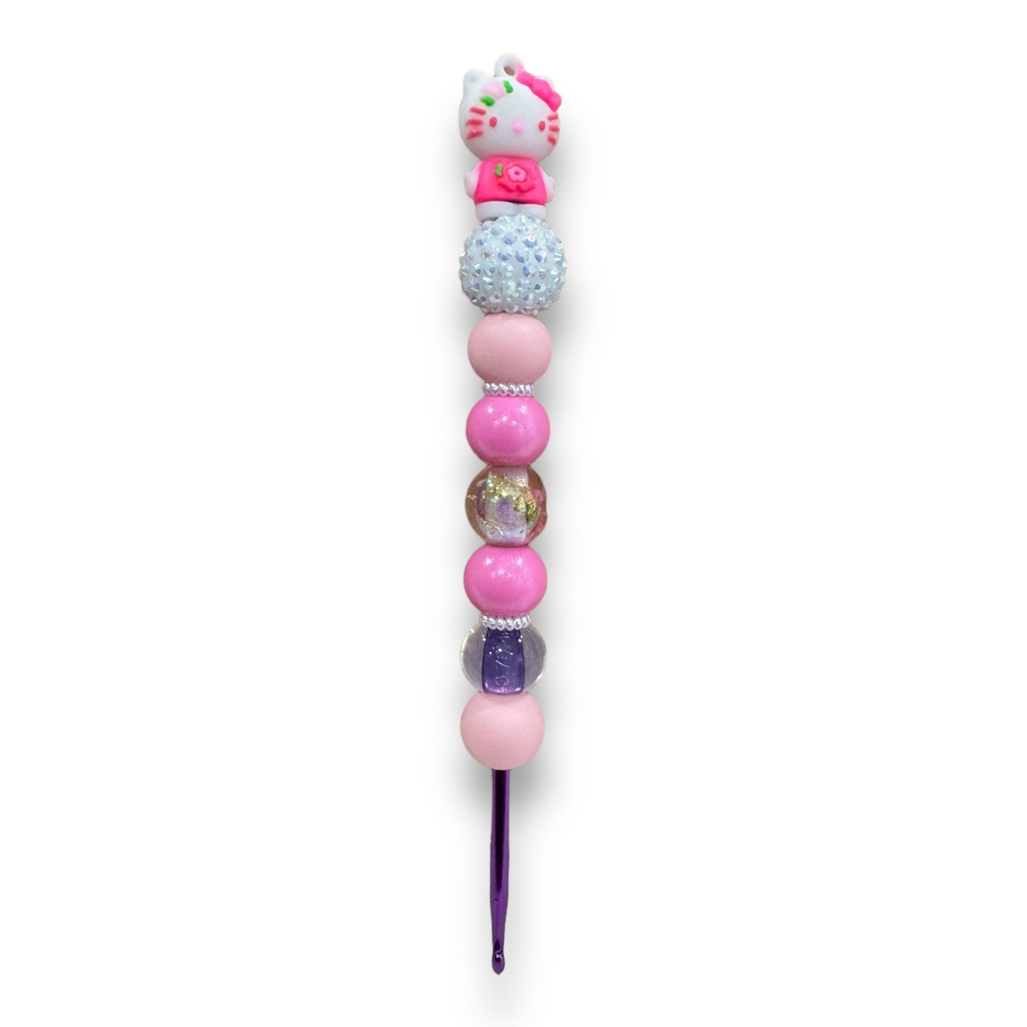 Beaded Crochet Hook w Collectible Topper- Hello Kitty