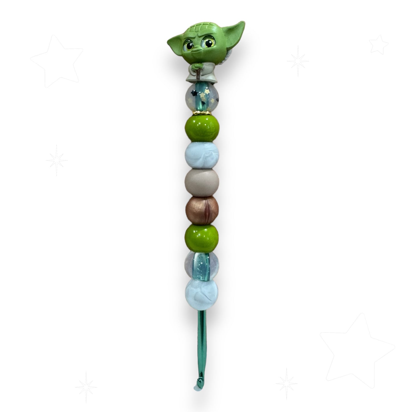 Beaded Crochet Hook w Collectible Topper - Star Wars Yoda 4.5MM