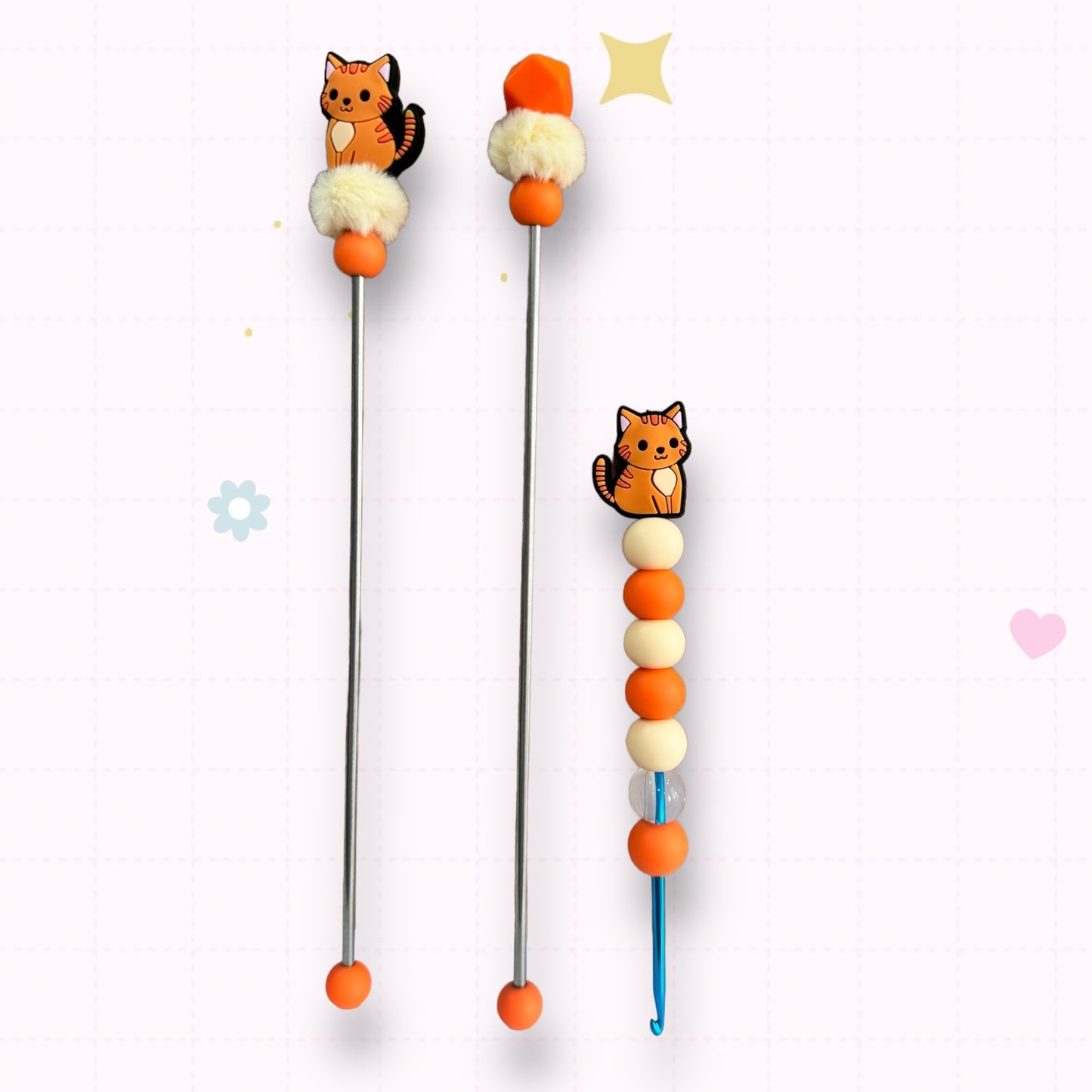 Choose Beaded Crochet Hook and/Or AmiStixTM - Orange Kitten