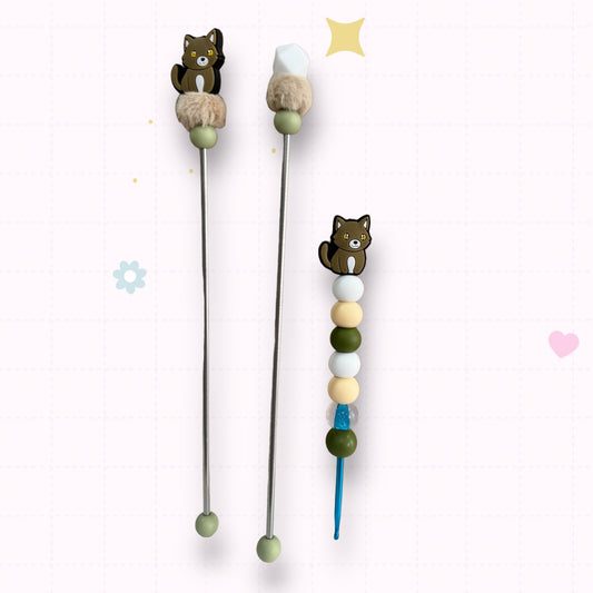 Choose Beaded Crochet Hook and/Or AmiStixTM - Olive Kitten