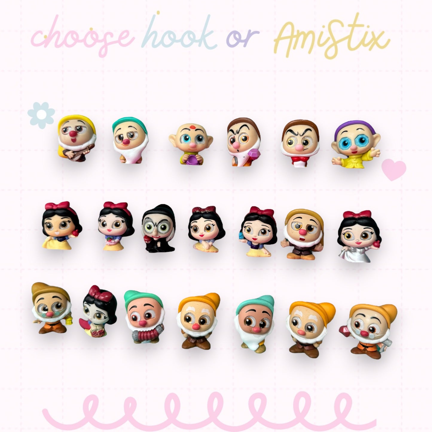 Choose Beaded Crochet Hook and/Or AmiStixTM - Made with Snow White Disney Doorables