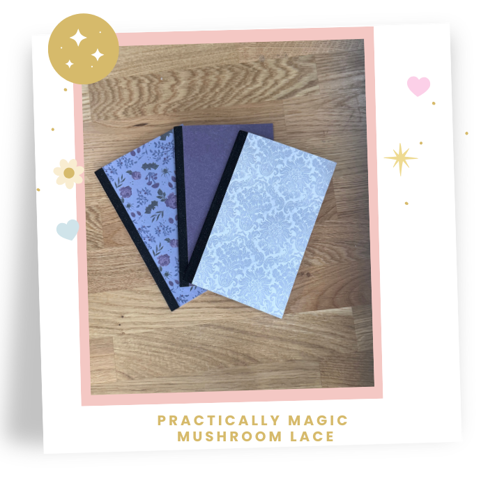 8x5 Pack of 3  Practically Magic Travelers Note Book: Mushroom Lace