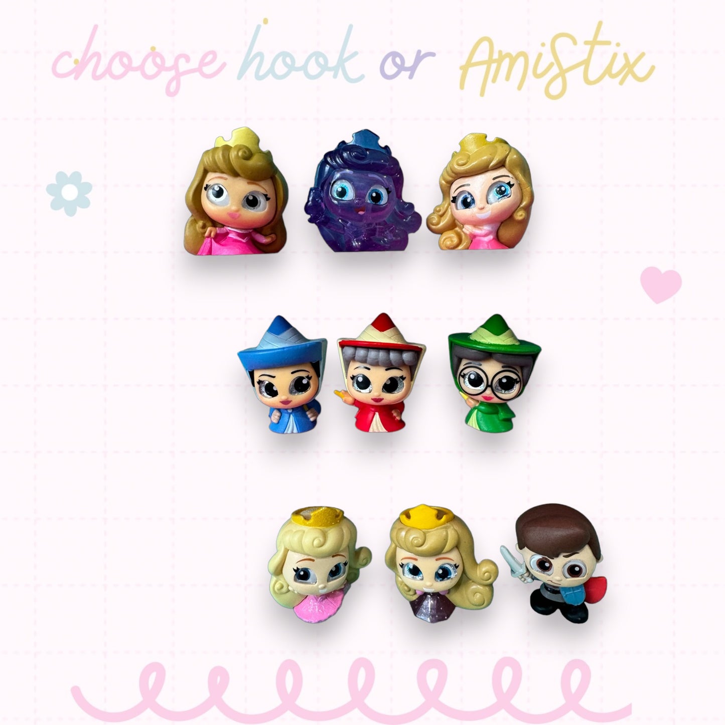 Choose Beaded Crochet Hook and/Or AmiStixTM - Made with Sleeping Beauty Disney Doorables