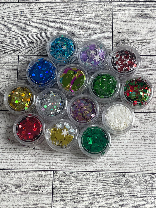 14 5ml Chunky glitter and confetti for crafts and nails art