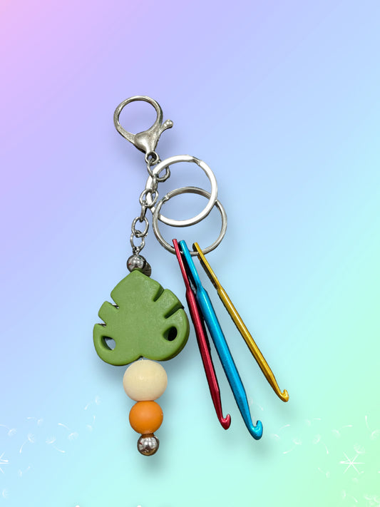 Monstera Crochet Keychain