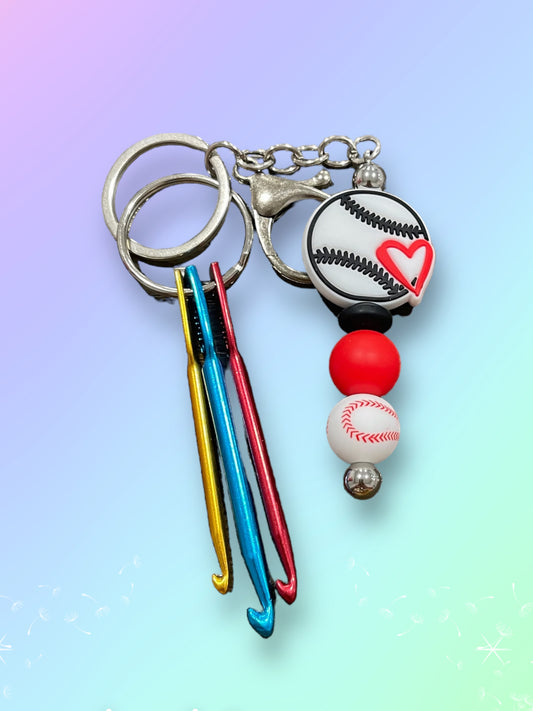 Baseball Crochet Keychain