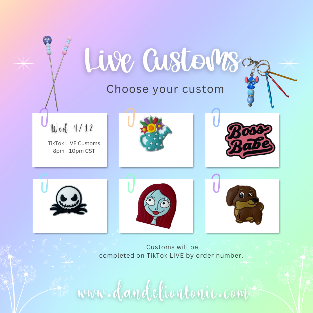 Customs TikTok Live- Ami Stitch Stix and Crochet KeyChains 4.12.23