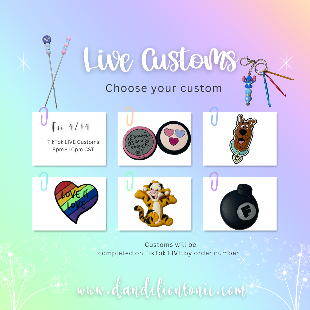 Customs TikTok Live- Ami Stitch Stix and Crochet KeyChains 4.14.23