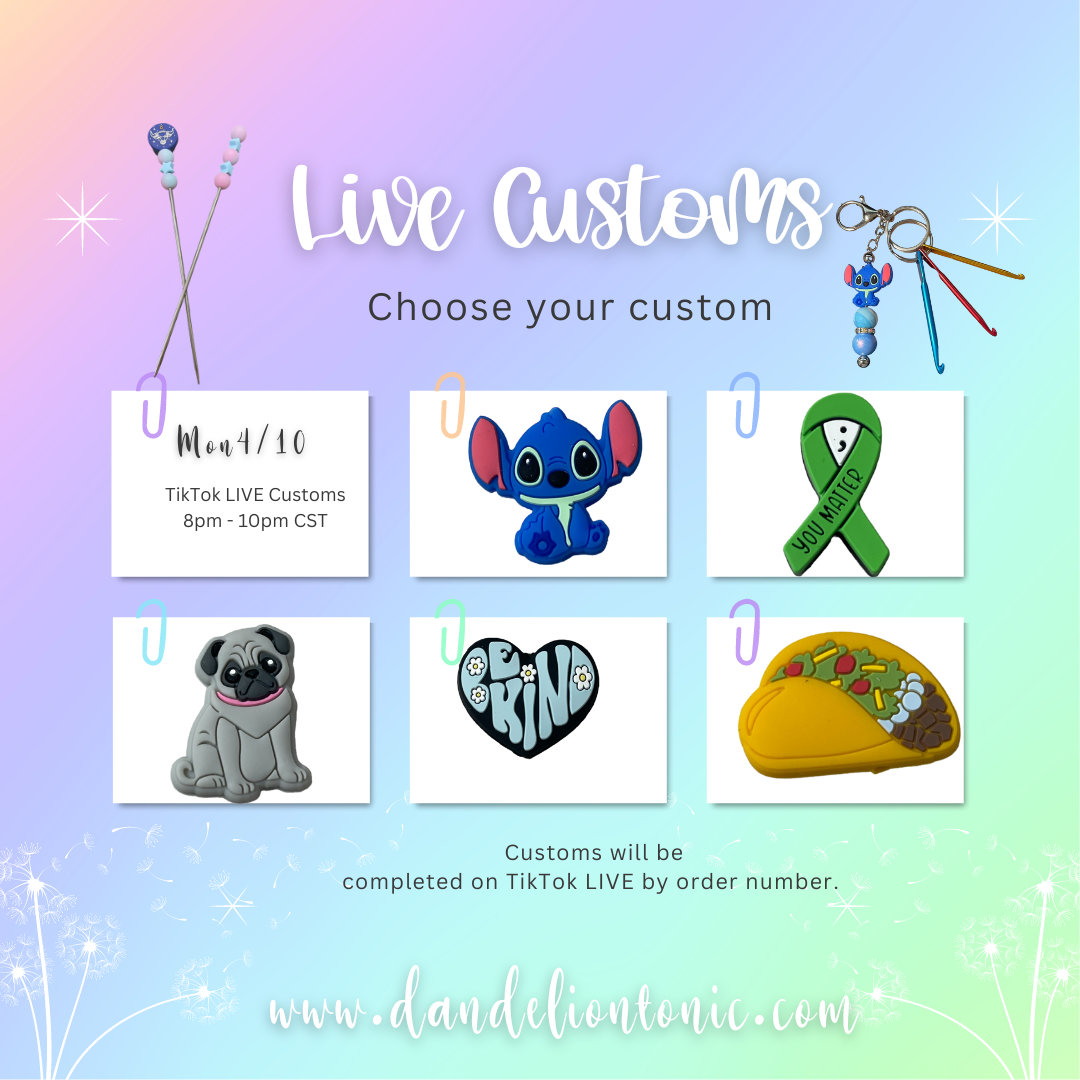 Customs TikTok Live- Ami Stitch Stix and Crochet KeyChains