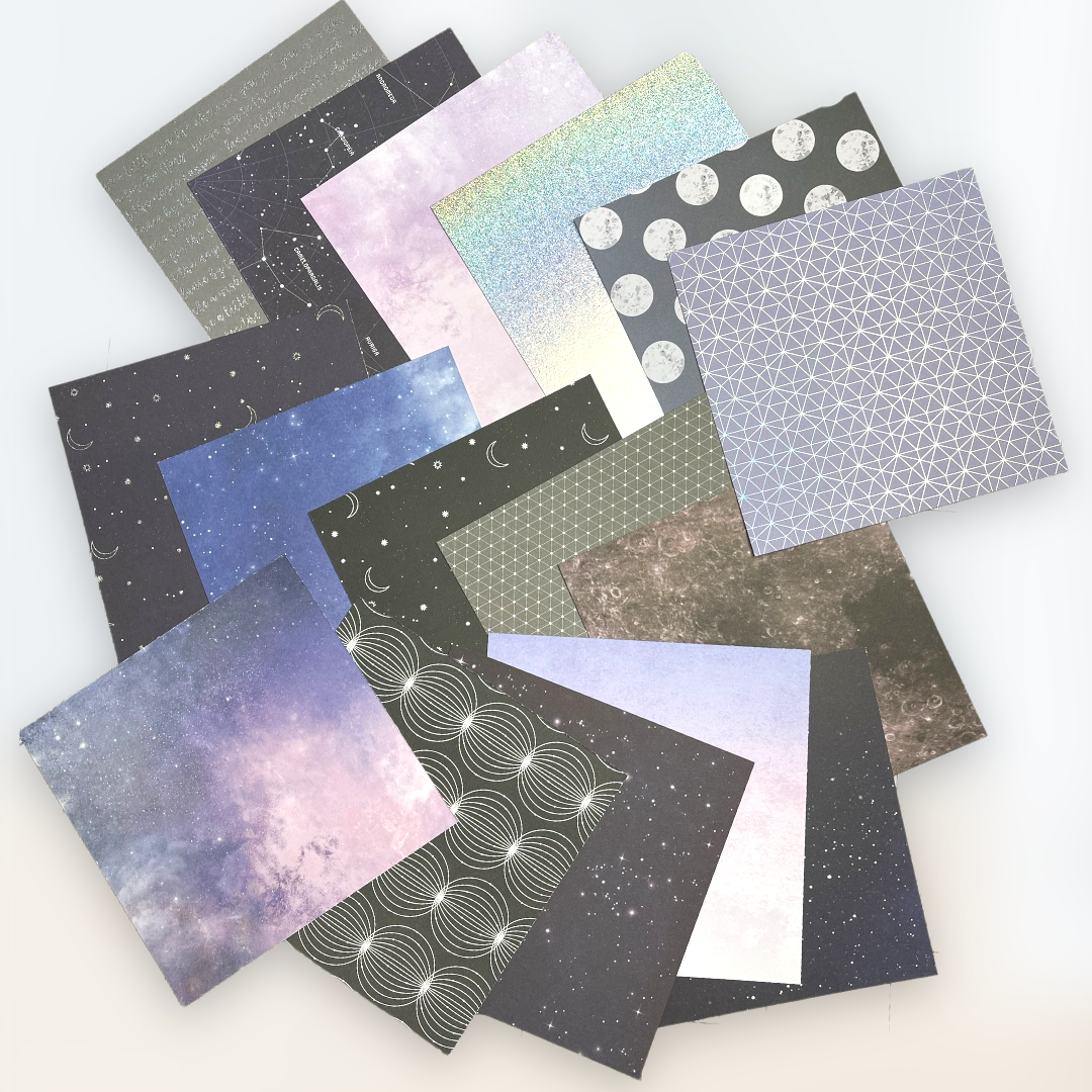 40 pc moon child scrapbooking cardstock junk journal kit