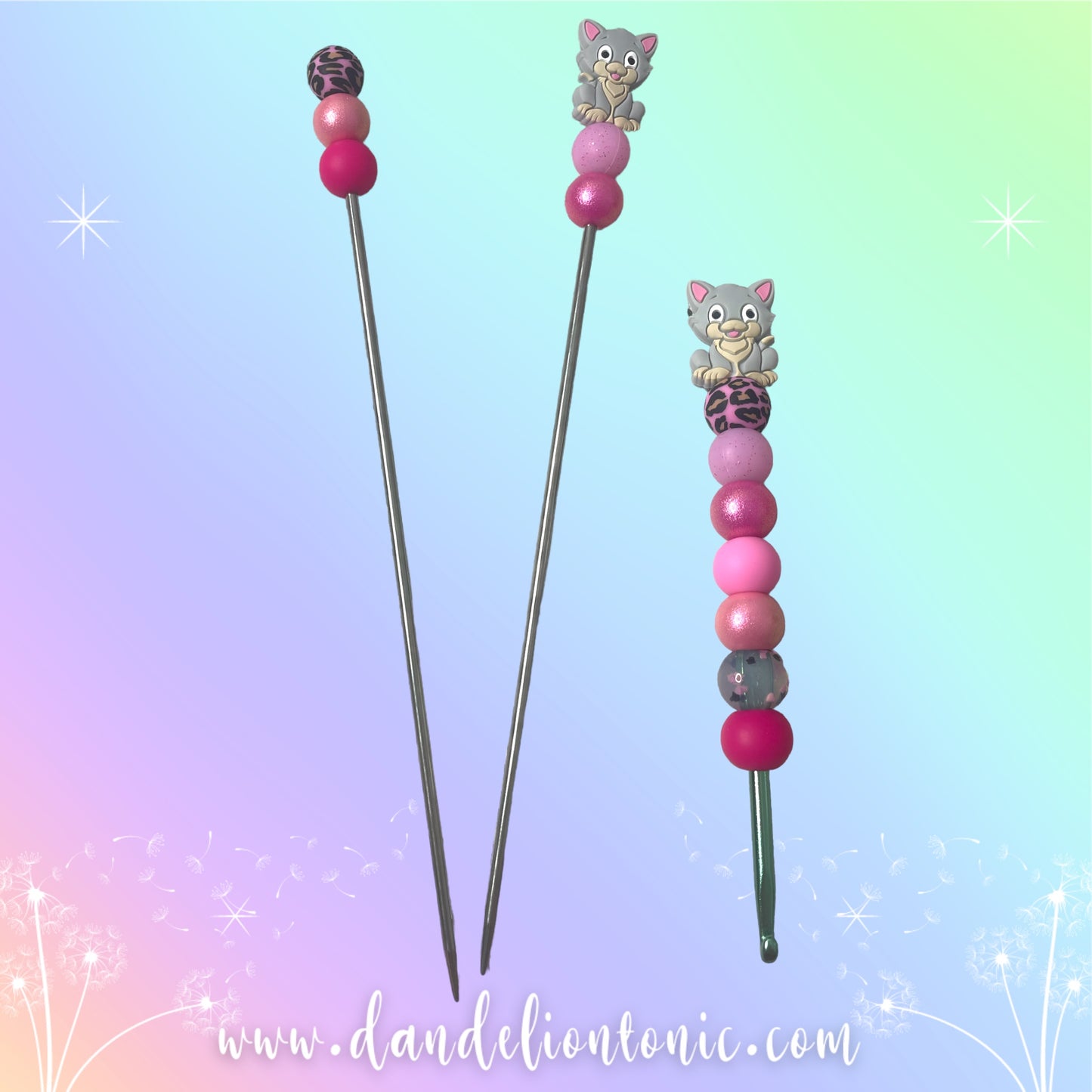 Cheetah Kitten Stitch Stix and Crochet Hook set