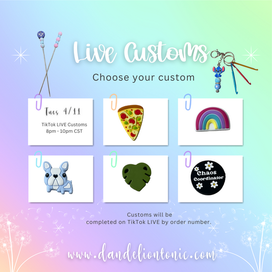 Customs TikTok Live- Ami Stitch Stix and Crochet KeyChains 4.11.23