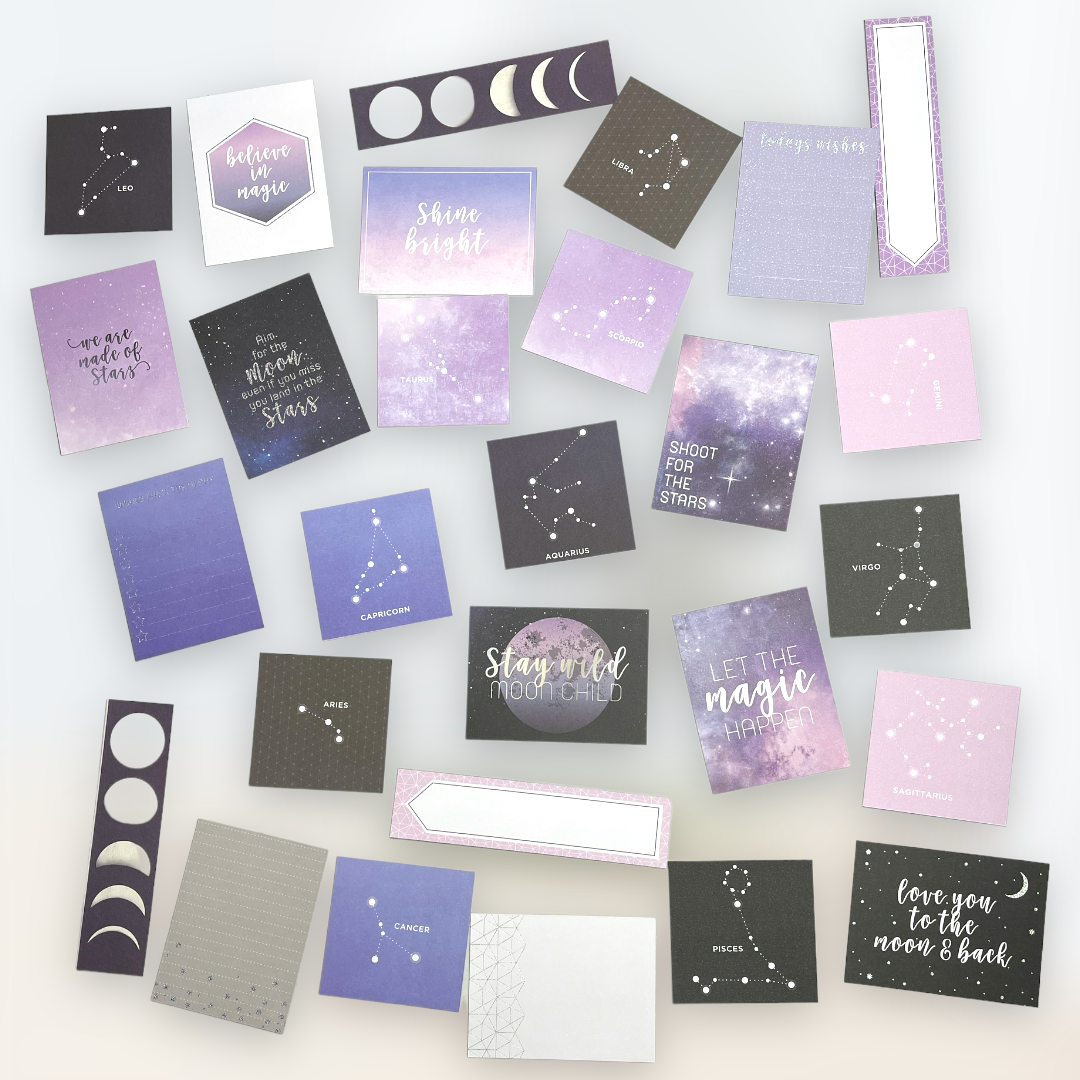 40 pc moon child scrapbooking cardstock junk journal kit