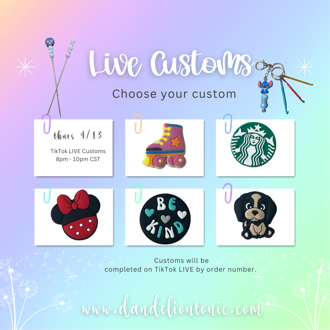 Customs TikTok Live- Ami Stitch Stix and Crochet KeyChains 4.13.23